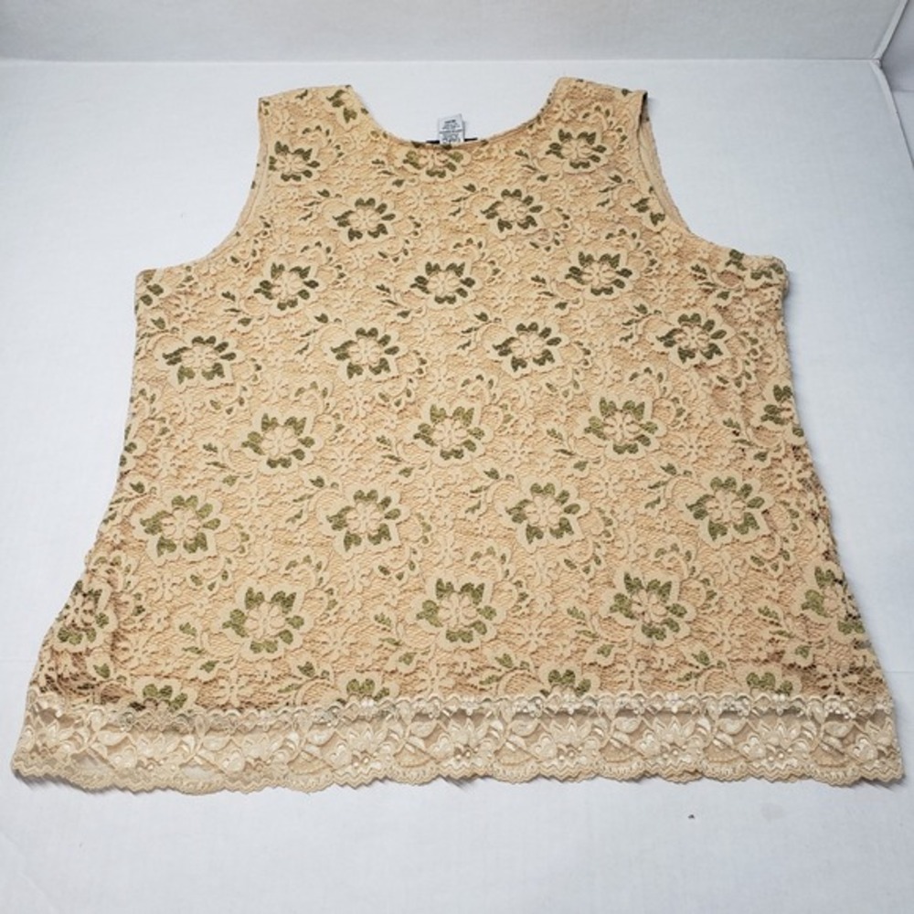 Vintage Studio 1940 Lace Tank Top Womens Beige V-Neck Sleeveless Grunge Romantic - Picture 11 of 14
